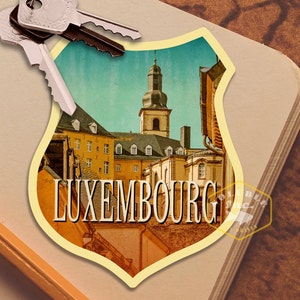 Pegatina de viaje de Luxemburgo, calcomanía de estilo vintage para maleta, equipaje, computadora portátil o botella de agua
