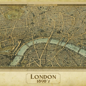 London vintage map, Digital download, Antique style, Wall art, Travel poster, Home decor gift