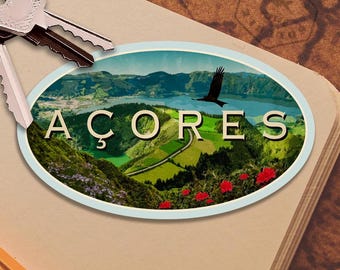 Açores (Azorerna), Portugal Resedekal: Resväskadekal i vintagestil