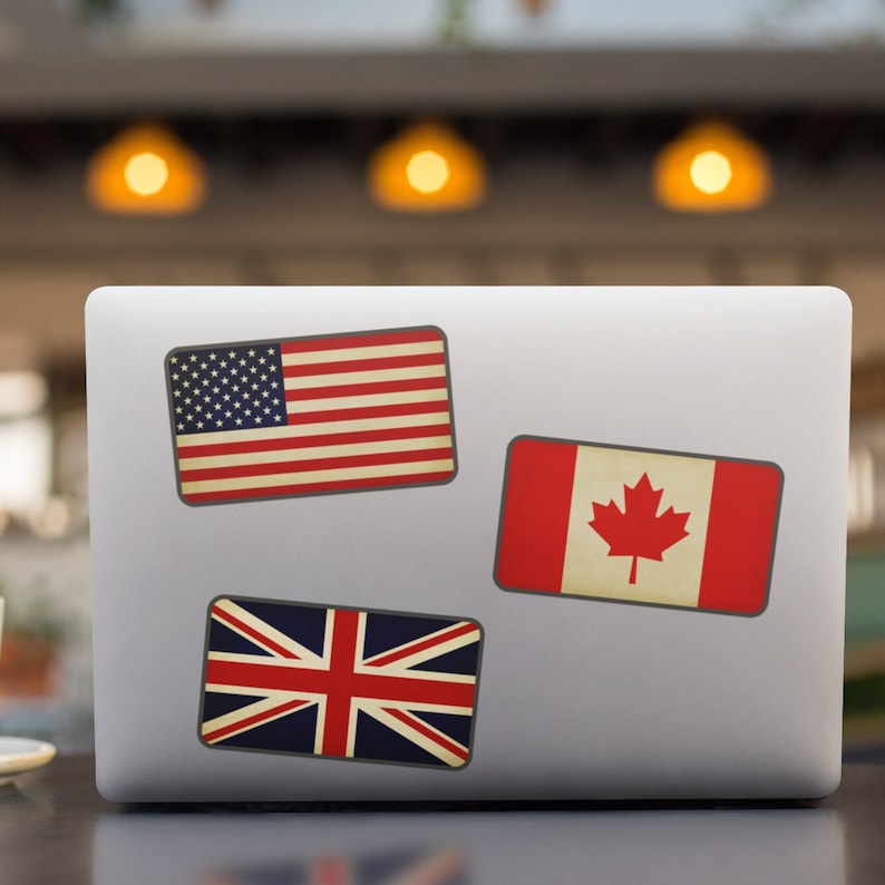 Vintage-style Flags of the World Sticker Pack: Waterproof Travel Decals ...