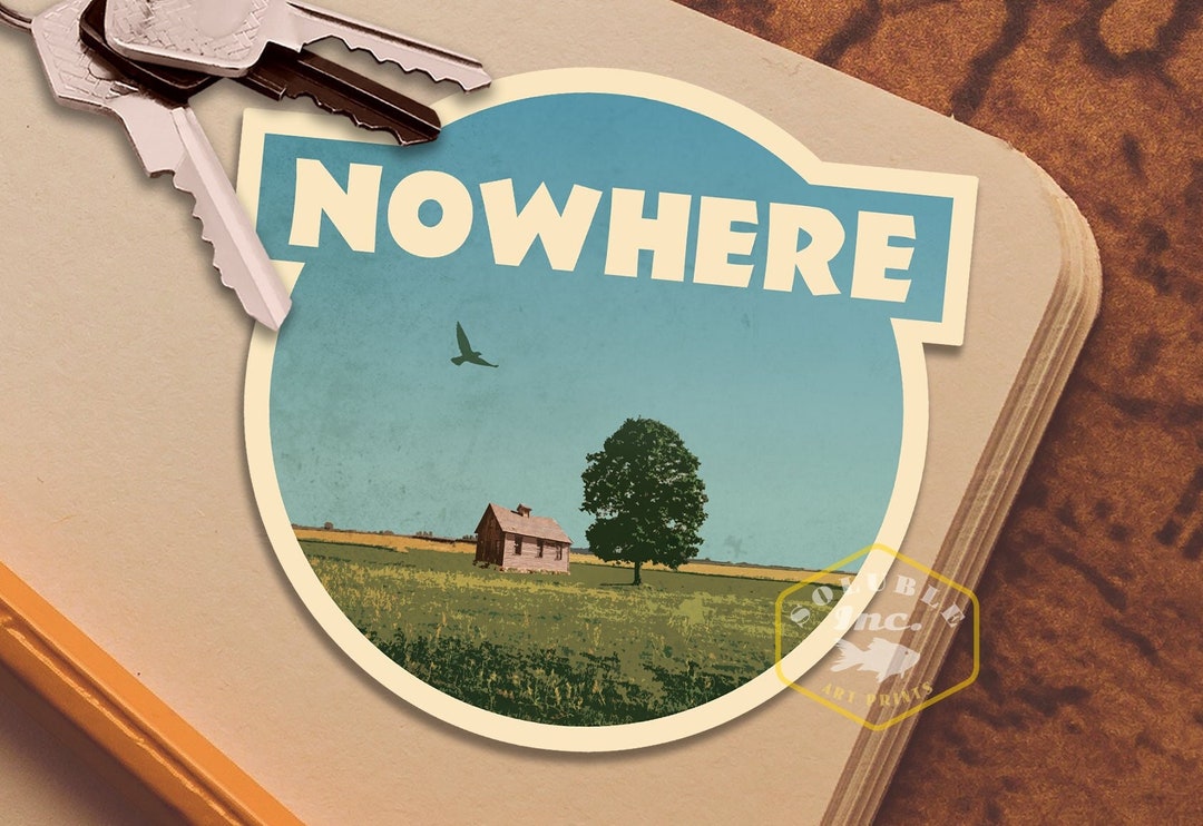 Nowhere Travel Sticker, Vintage Style Decal for Suitcase, Luggage, Car ...