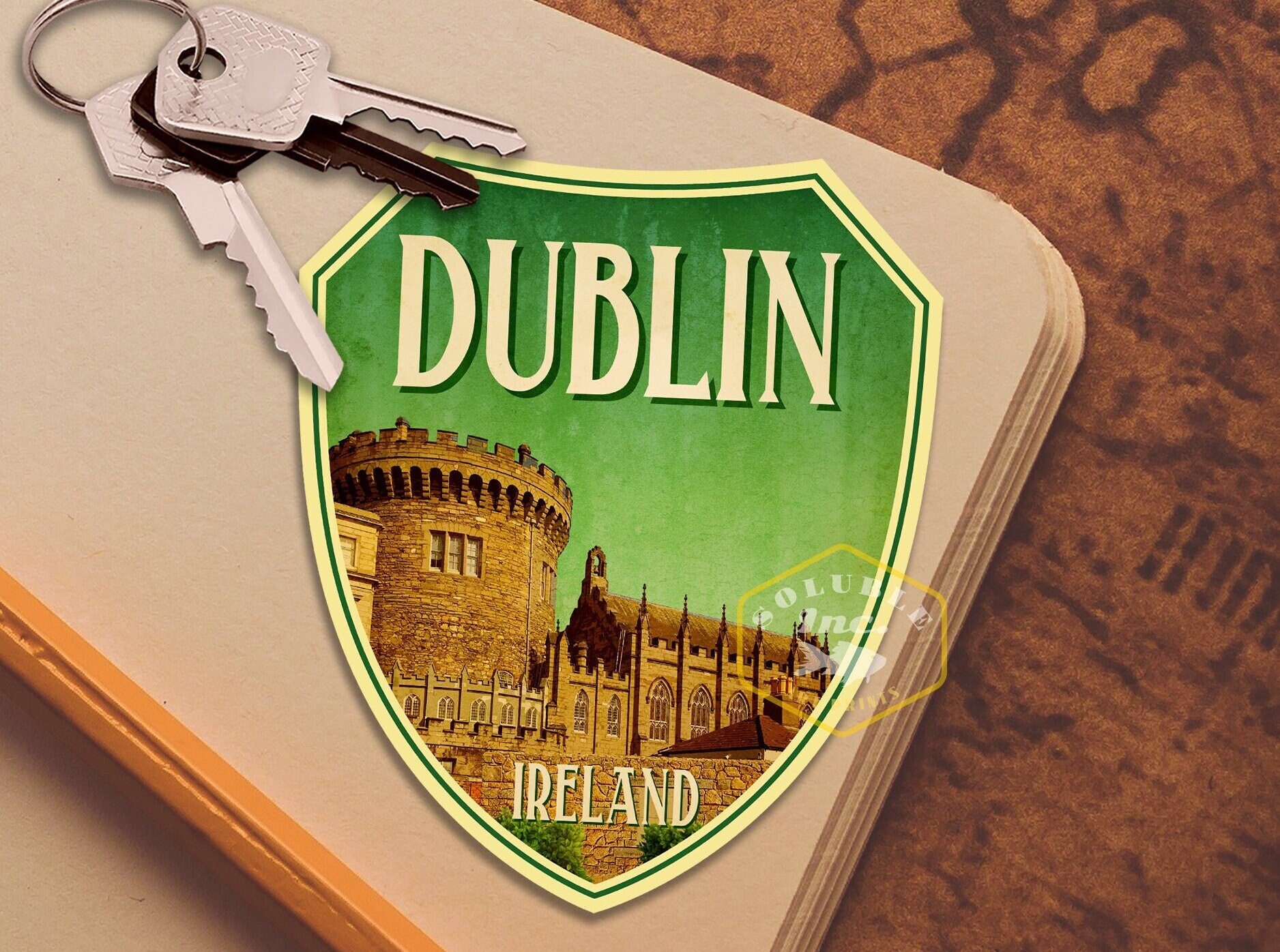 Dublin Ireland Travel Sticker: Vintage Suitcase Decal