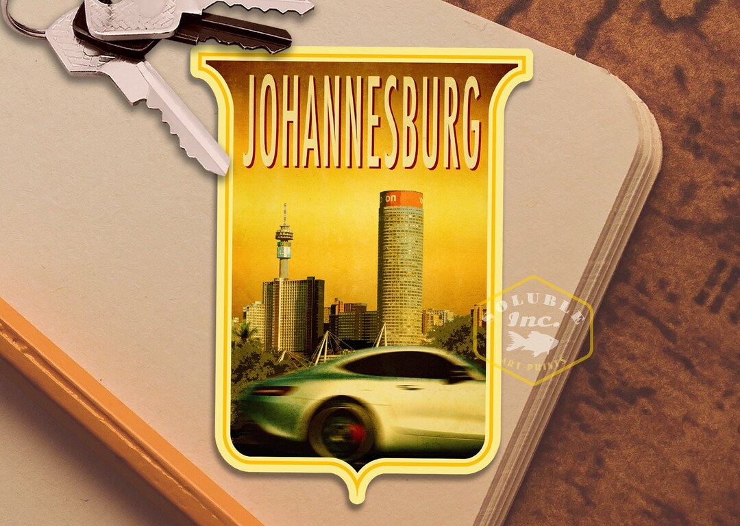 Johannesburg South Africa Travel Sticker, Vintage Style Decal for Suitcase, Luggage, Car, Laptop