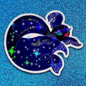 Holografische sticker fantasie vis 'Dark Sea Dazzler'