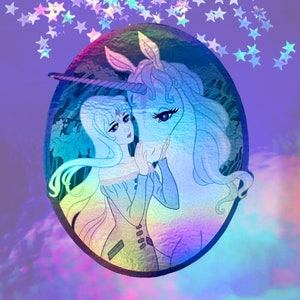 Adesivo olografico "La dama e il suo unicorno"