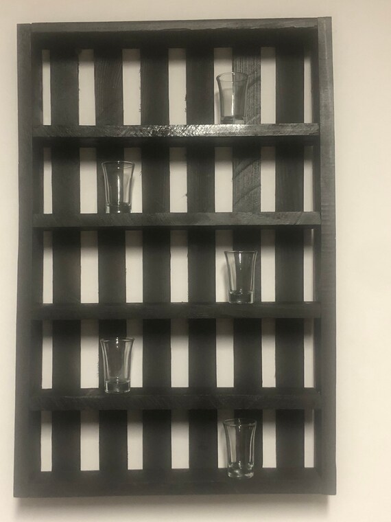 Shot Glass Rack Handmade Wooden Wall Mountable Etsy