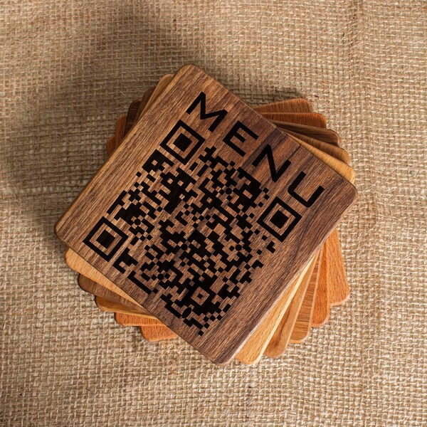 Qr Code Coaster Set Etsy