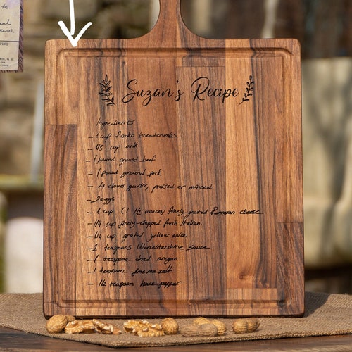 Handwritten Recipe Engraved on Cutting Board Personalized Etsy