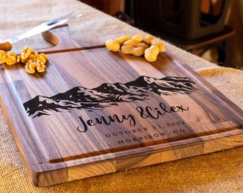 Personalized Cutting Board, Custom Cutting Board, Charcuterie Boards, Wedding Gift, Engagement Gift, Mountain Cutting Board, Cheese Board