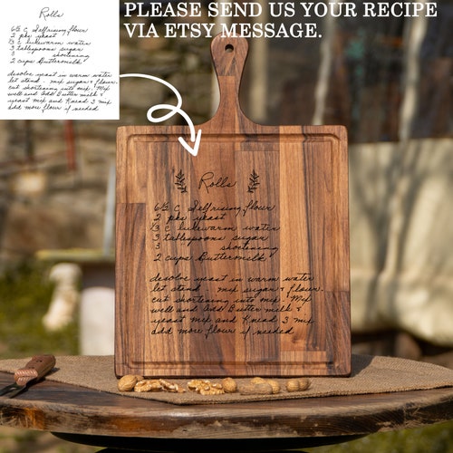 Custom Laser Engraved Cutting Board With a Handwritten Recipe Etsy