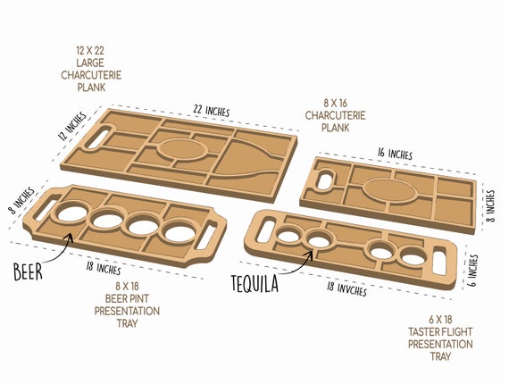 Wooden Serving Tray Flight Board Beer Flight Serving Tray image 5