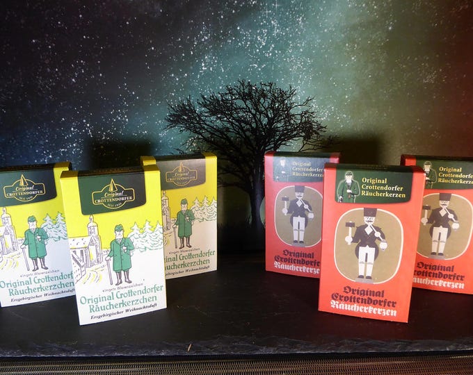 10 packs of Crottendorfer incense candles "Nostalgic packs" Frankincense+Erzgeb. Christmas scent for incense houses/Christmas/Winter