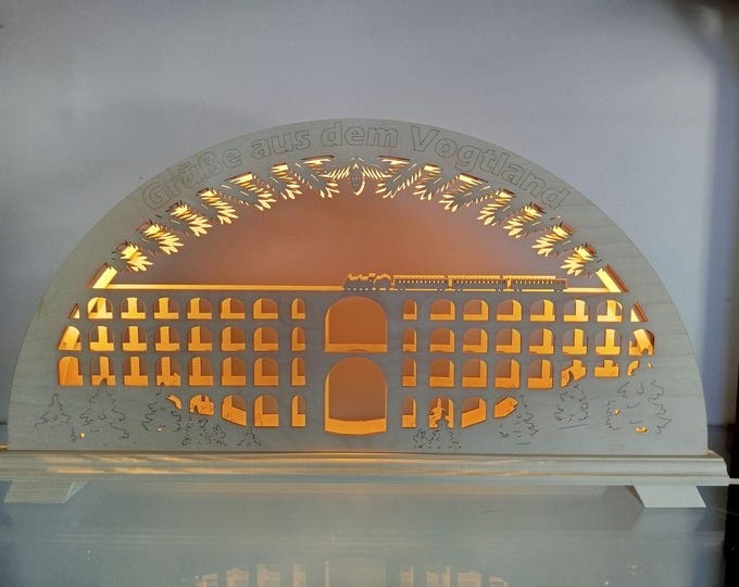 Göltzschtal Bridge Vogtland Schwibbogen/New/52 x 26 cm high-quality - produced in Saxony/ 3D optics illuminated with LED strip (5 pieces)