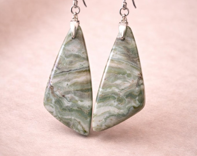 Earrings/Earrings - Semi-precious stone/Gemstone - with eyelet and pendant with closed hooks made of 925 silver/Unique piece!!!!