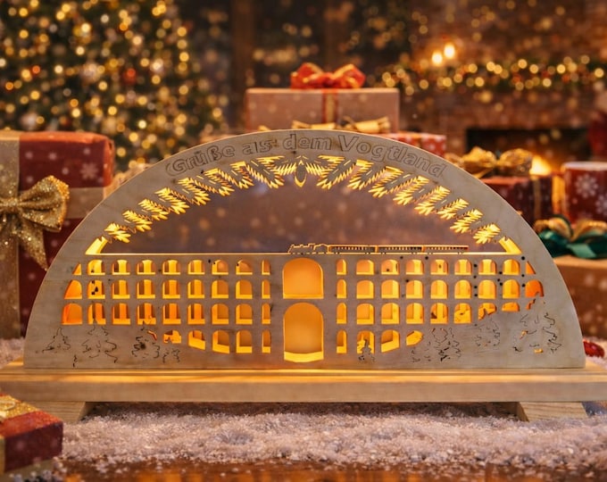 Göltzschtal Bridge Vogtland Schwibbogen/New/62 x 30 cm high-quality - produced in Saxony/ 3D optics illuminated with LED strip (5 pieces)