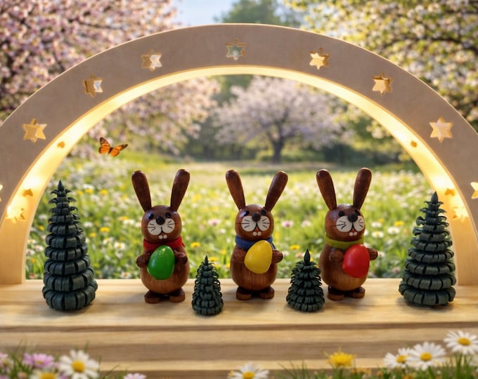 Spring arch/candle arch/New/25 x 12 cm high quality - produced in Saxony/ 3D look illuminated with LED strip (1 piece)/Unique item