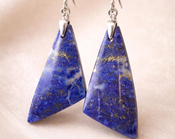 Earrings/Earrings - Semi-precious stone/Gemstone - with eyelet and pendant with closed hooks made of 925 silver/Unique piece!!!!