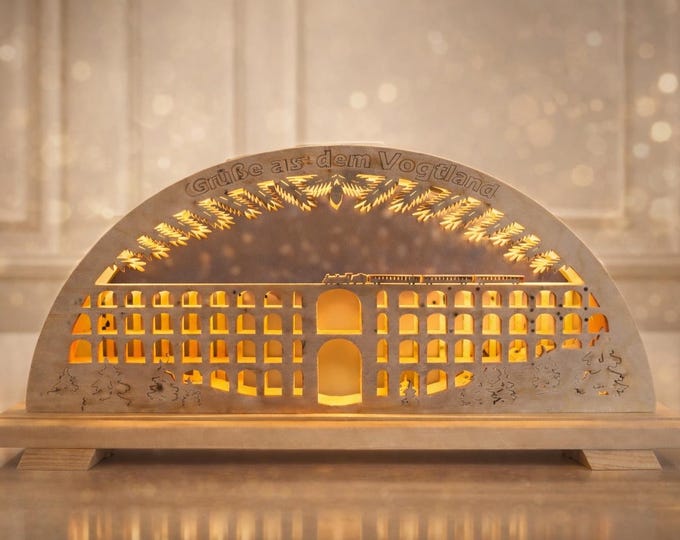 Göltzschtal Bridge Vogtland Schwibbogen/New/52 x 26 cm high-quality - produced in Saxony/ 3D optics illuminated with LED strip (5 pieces)