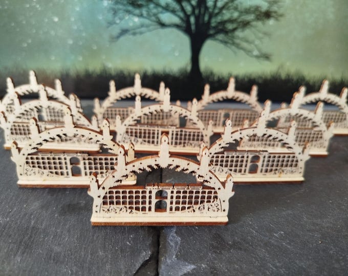 Mini candle arch Göltzschtal Bridge Vogtland brick bridge (approx. 6 cm with base) wood/for celebrations, gifts, mining, (without electricity)/