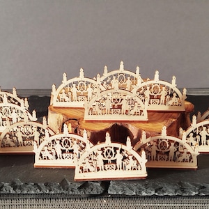 Mini Schwibbogen (candle arch) with mining motif from Schwarzenberg, featuring 2 miners (approx. 6 cm with base), made of wood, for celebrations, gifts, mining (without electrical components), unique item