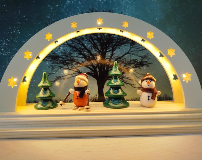Candle arch for children's room /NEW/approx. 22 x 12 cm/meter. Fun motif - produced in Vogtland/Saxony with LED strip /Unique item/ Christmas