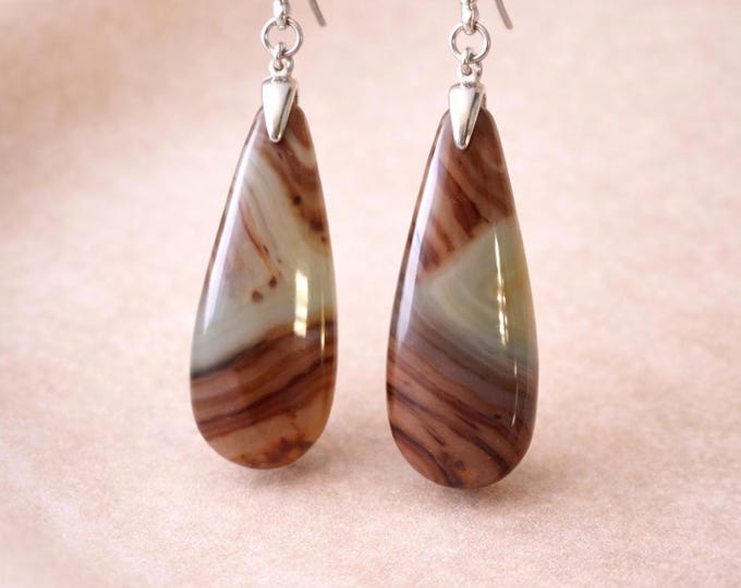 Earrings/Earrings - Semi-precious stone/Gemstone - with eyelet and pendant with closed hooks made of 925 silver/Unique piece!!!!