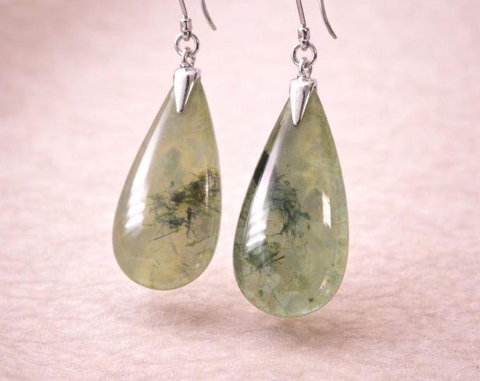 Earrings/Earrings - Semi-precious stone/Gemstone - with eyelet and pendant with closed hooks made of 925 silver/Unique piece!!!!