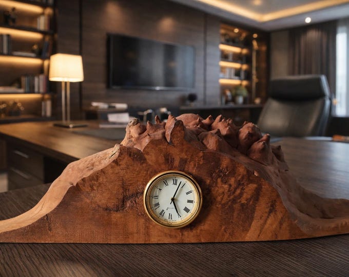 Mantel clock / table clock made of precious wood - a handcrafted unique piece, ideal for decoration in the hallway, office, living room, or dining room.