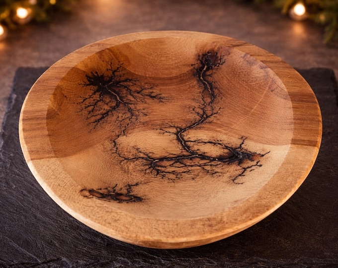Decorative bowl for chocolates/rings/with Lichtenberg figures, burned wood/DECORATIVE bowl diameter 18 cm x 6 cm high /UNIQUE, handmade/2