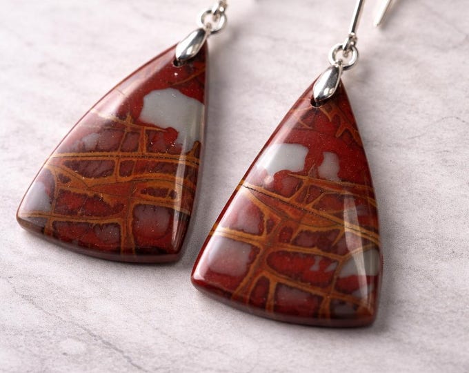 Earrings/Earrings - Semi-precious stone/Gemstone - with eyelet and pendant with closed hooks made of 925 silver/Unique piece!!!!