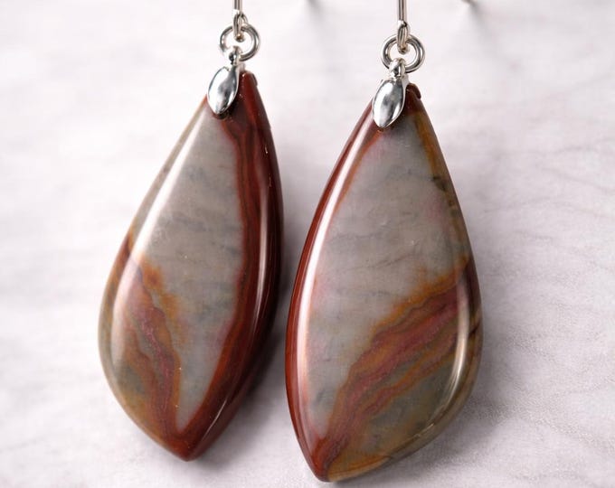 Earrings/Earrings - Semi-precious stone/Gemstone - with eyelet and pendant with closed hooks made of 925 silver/Unique piece!!!!