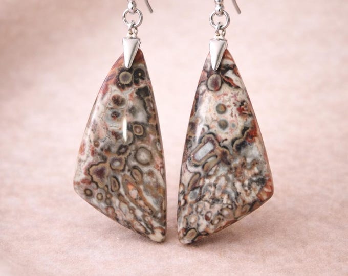 Earrings/Earrings - Semi-precious stone/Gemstone - with eyelet and pendant with closed hooks made of 925 silver/Unique piece!!!!