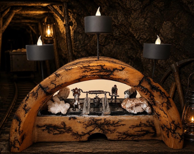 Candle arch, candle holder, handmade, unique piece made from an old transmission wheel, vintage / approx. 25x13x12 cm / antique, old, reclaimed wood