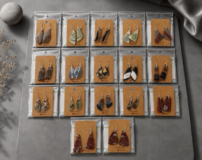 Earrings/Earrings - Dealer Lot!!!!!!! 15 pairs/Resale/Gemstones with eyelet and pendant closed hook made of 925 silver/Unique item !!!!