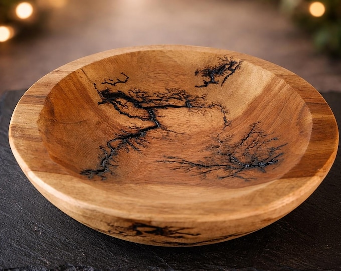 Decorative bowl for chocolates/rings/with Lichtenberg figures, burned wood/DECORATIVE bowl diameter 18 cm x 5 cm high /UNIQUE PIECE, HANDMADE/