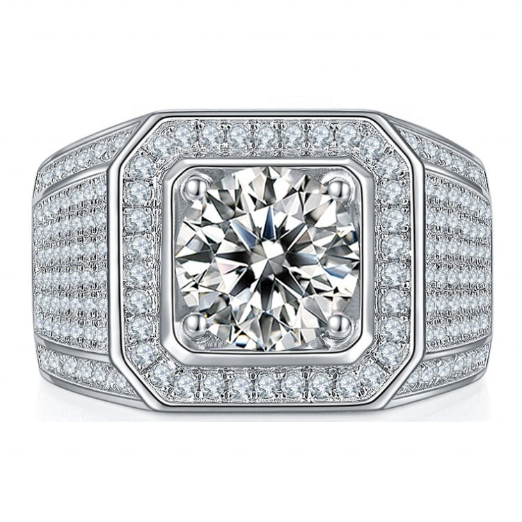 Men's Engagement Rings 3 Carats Moissanite Diamond Silver Etsy UK