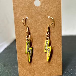 Yellow Lightning Bolt Dangle Earrings