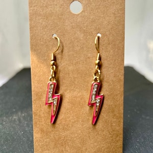 Hot Pink Lightning Bolt Dangle Earrings