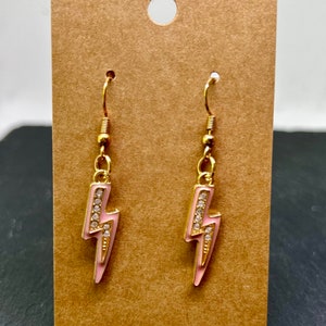 Light Pink Lightning Bolt Dangle Earrings