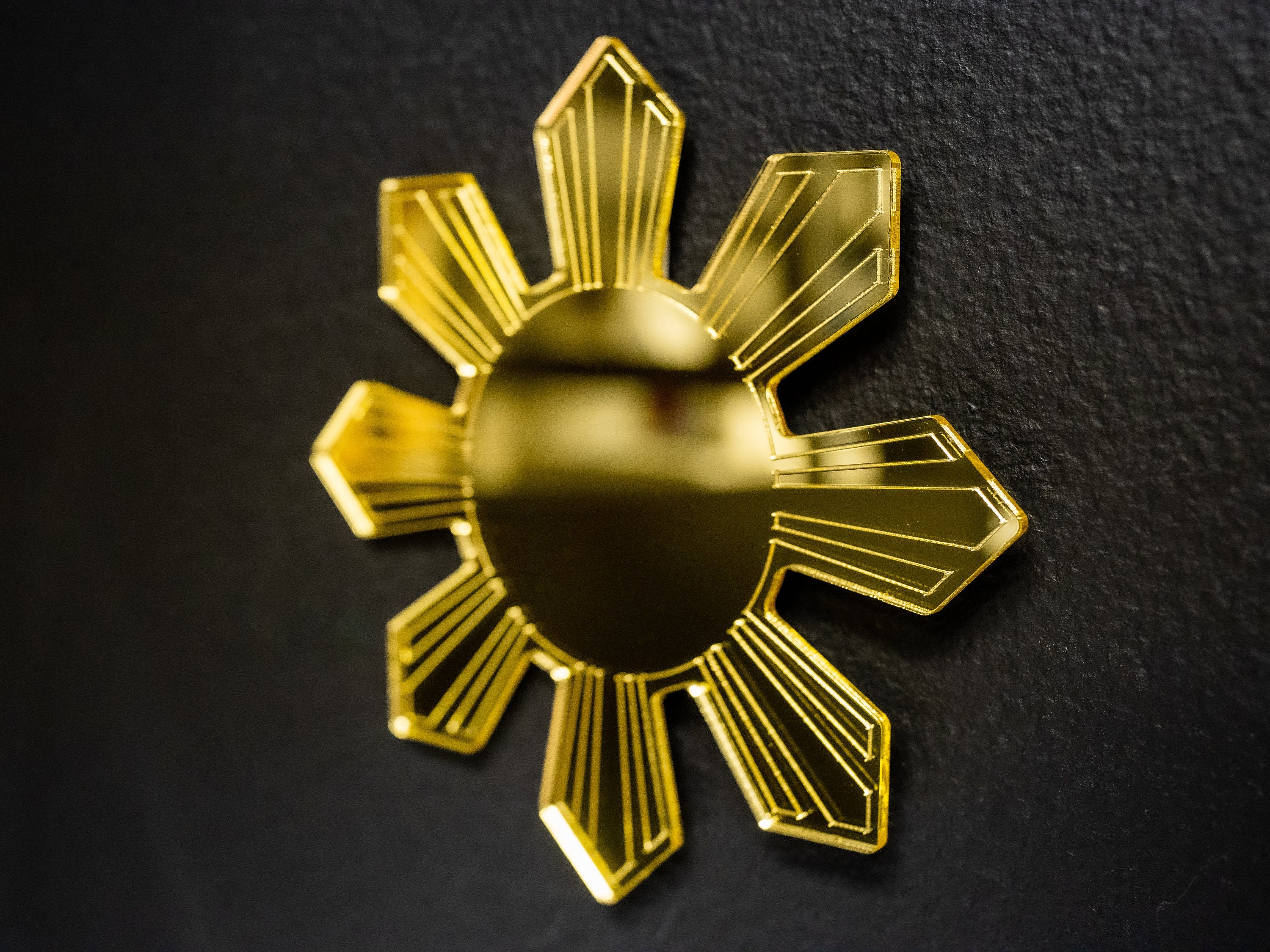 Filipino Sun Mirrored Gold Araw Acrylic Wall Art - Radiant Cultural ...
