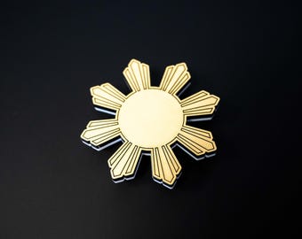 Metallic Gold Filipino Araw Sun Star Fridge Magnet | Philippines Flag Symbol | Pinoy Pride Gift | Cultural Kitchen Decor