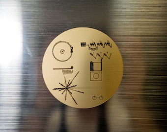 Metallic Voyager Golden Record Fridge Magnet | Pale Blue Dot | Carl Sagan Space Gift | Astronomy Collectible | NASA Keepsake Acrylic Art
