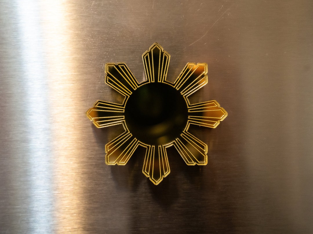 Reflective Filipino Sun Fridge Magnet Golden Sun Decor Filipino Flag ...