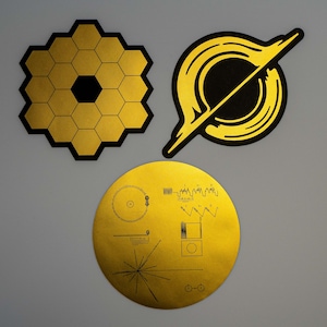 Gold Foil Space Stickers | 3-Pack Celestial Sticker Set | Physics, Science, Universe, Cosmos, and Galaxy Decals Nasa Jpl Esa FREE SHIPPING image 2