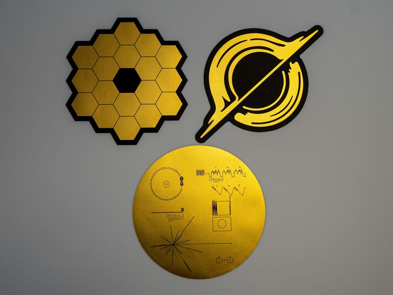 Gold Foil Space Stickers | 3-Pack Celestial Sticker Set | Physics, Science, Universe, Cosmos, and Galaxy Decals Nasa Jpl Esa FREE SHIPPING image 2