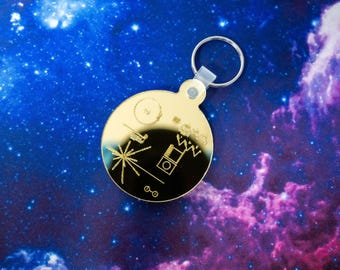 Voyager Golden Record Themed Keychain Bag Charm Decoration | Science Space Physics NASA JWST Space Gift Car Flare Sounds of Earth Keychains