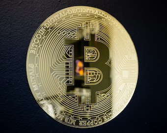 Gold Mirrored Bitcoin Crypto Art Decor Crypto Reflective Acrylic Wall Art Blockchain Digital Currency for Crypto Lover Enthusiasts | Gift