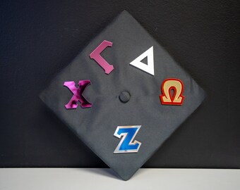 Graduation Greek Letters | Personalize your Grad Hat Cap | Represent your Fraternity Sorority Honor Society Club Mirrored Acrylic Art Crafts
