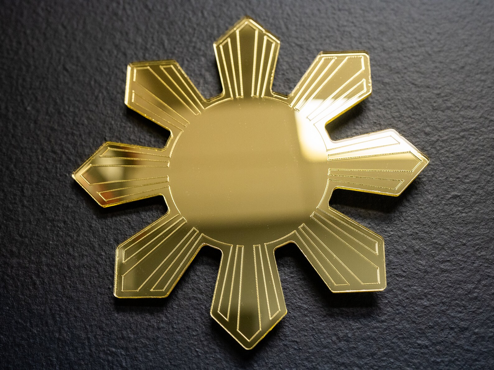 Filipino Sun Mirrored Gold Araw Acrylic Wall Art - Radiant Cultural ...