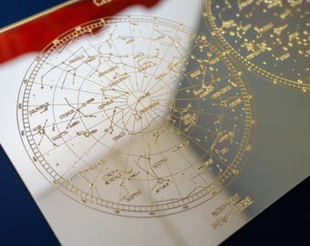 Mirrored Planisphere Wall Art - Horoscope & Constellation Map - Reflective Acrylic Star Map Science Space Physics NASA GIFT for house office